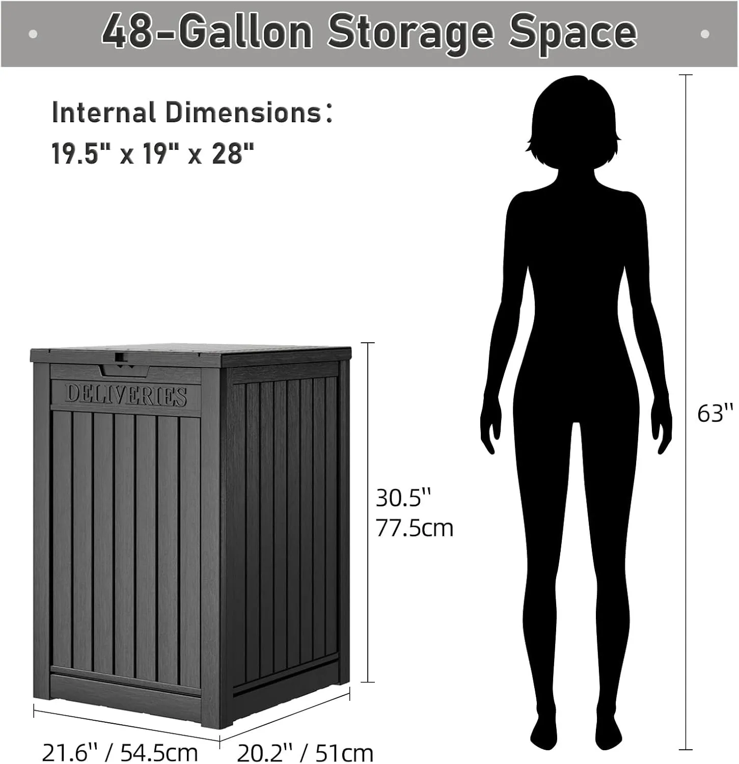 Package Delivery Box for Outside, 48 Gallon Storage with Lockable Secure, Large Double Wall Resin Outdoor Package Delivery Waterproof