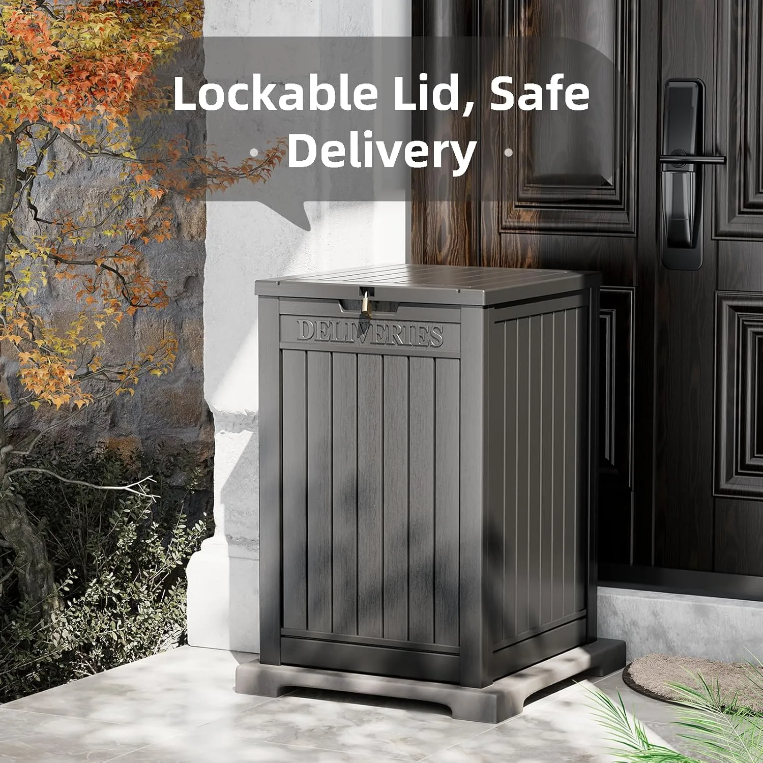 Package Delivery Box for Outside, 48 Gallon Storage with Lockable Secure, Large Double Wall Resin Outdoor Package Delivery Waterproof