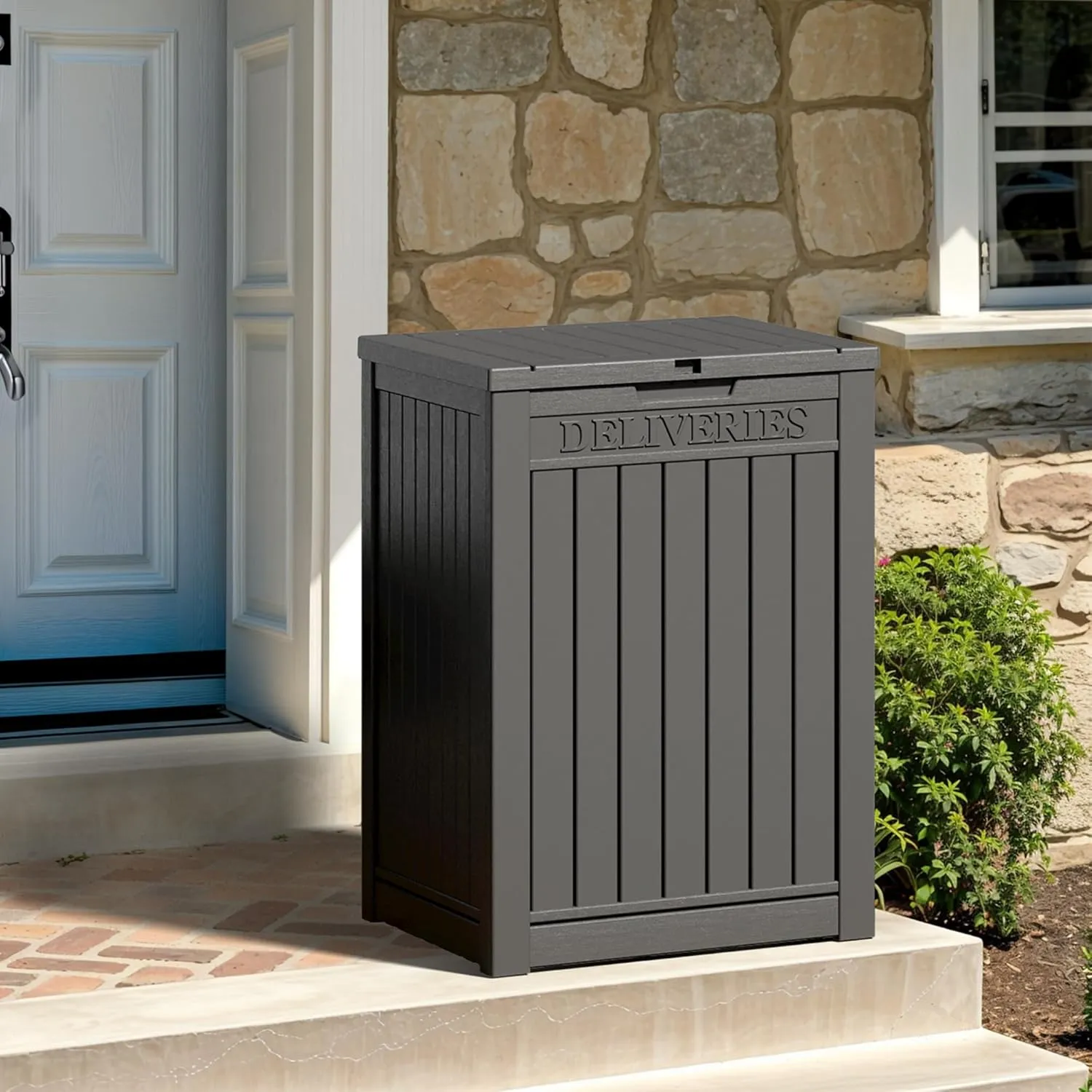 Package Delivery Box for Outside, 48 Gallon Storage with Lockable Secure, Large Double Wall Resin Outdoor Package Delivery Waterproof