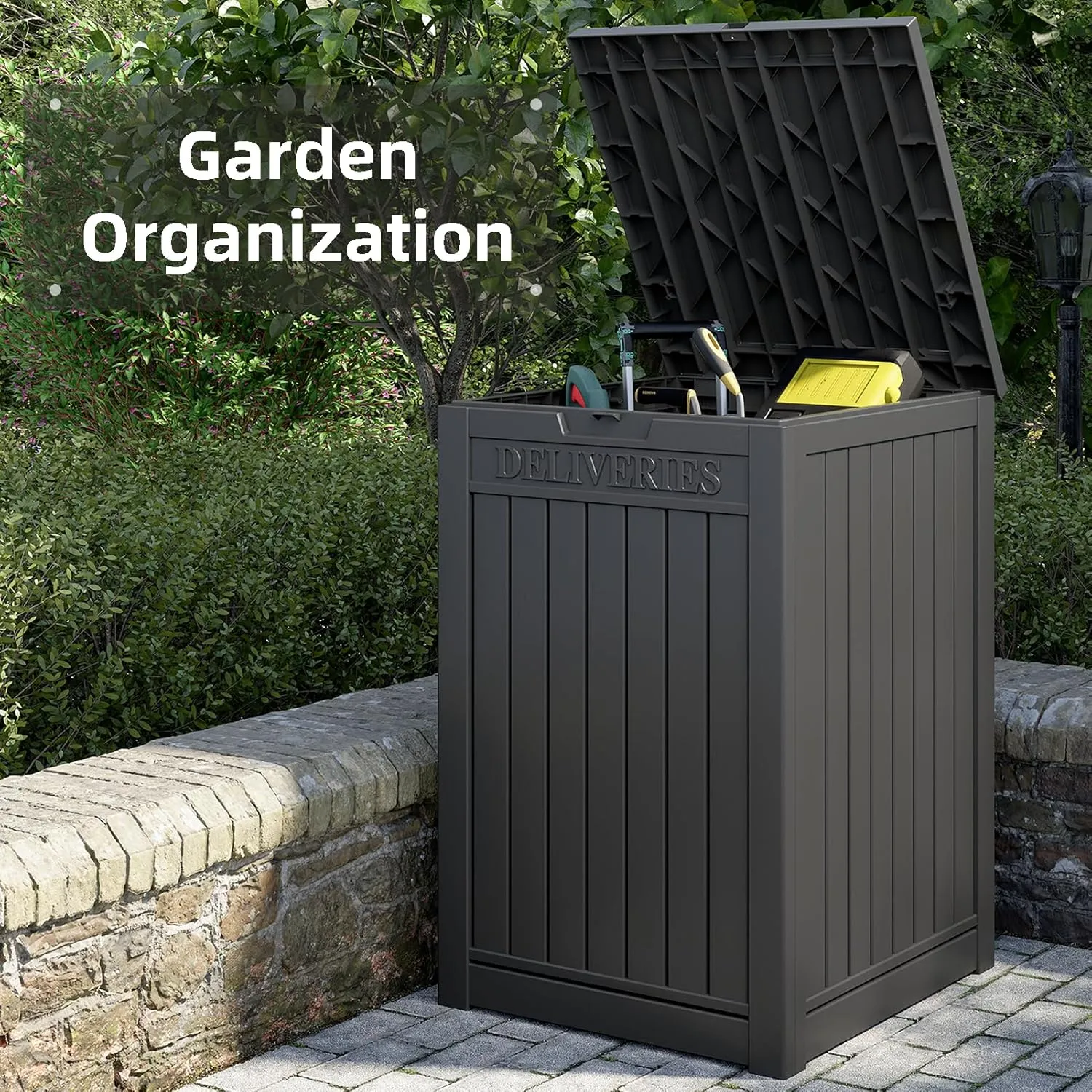 Package Delivery Box for Outside, 48 Gallon Storage with Lockable Secure, Large Double Wall Resin Outdoor Package Delivery Waterproof