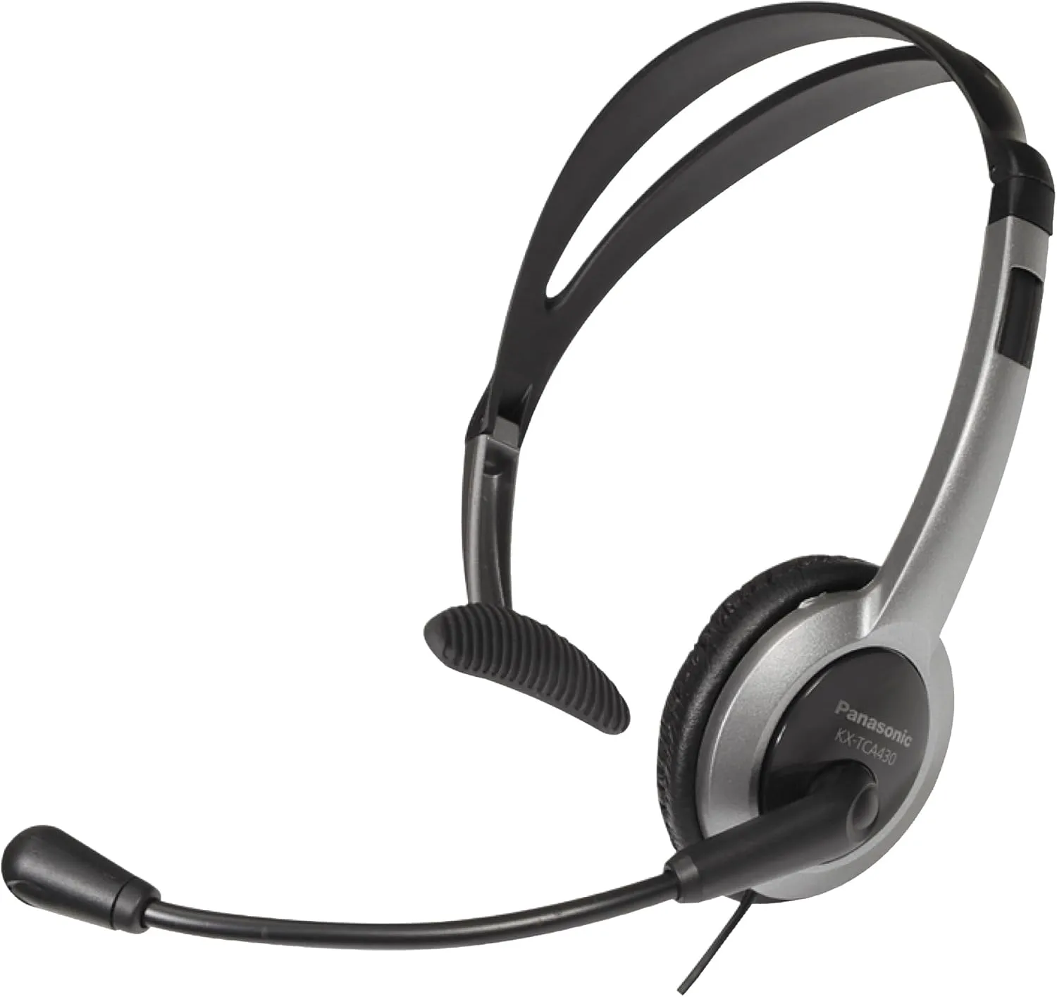 Panasonic Comfort Fit Headset for TCA Series Cordless Landline Phones, Foldable Headset with Flexible Noise-Cancelling Microphone and Volume Control, 2.5 mm Plug, Grey/Silver KX-TCA430