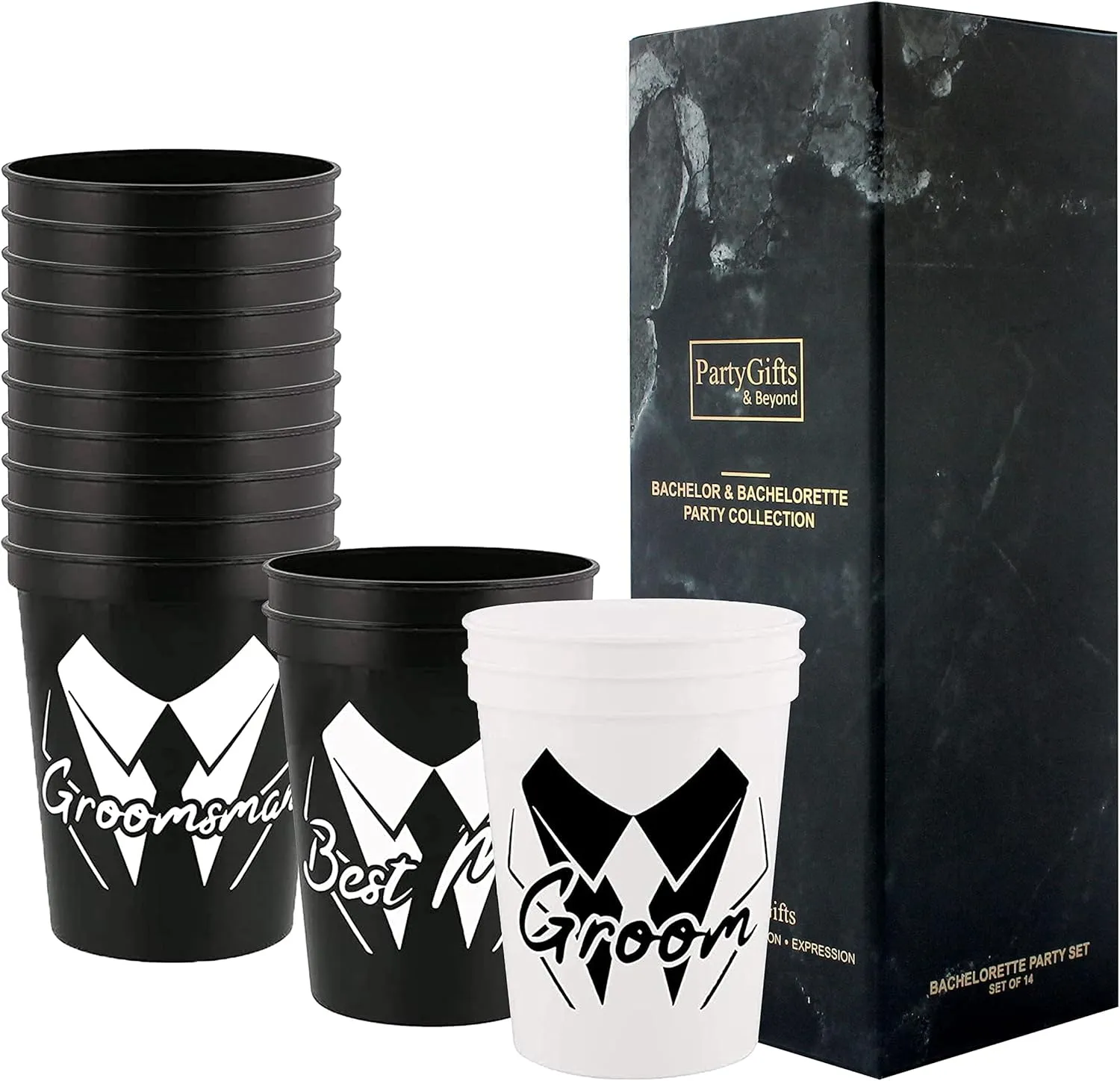 Party Gifts & Beyond Bachelor Party Cups 13PCS Team Groomsman Plastic Cups Best Man Cup for Wedding(Squiggle)