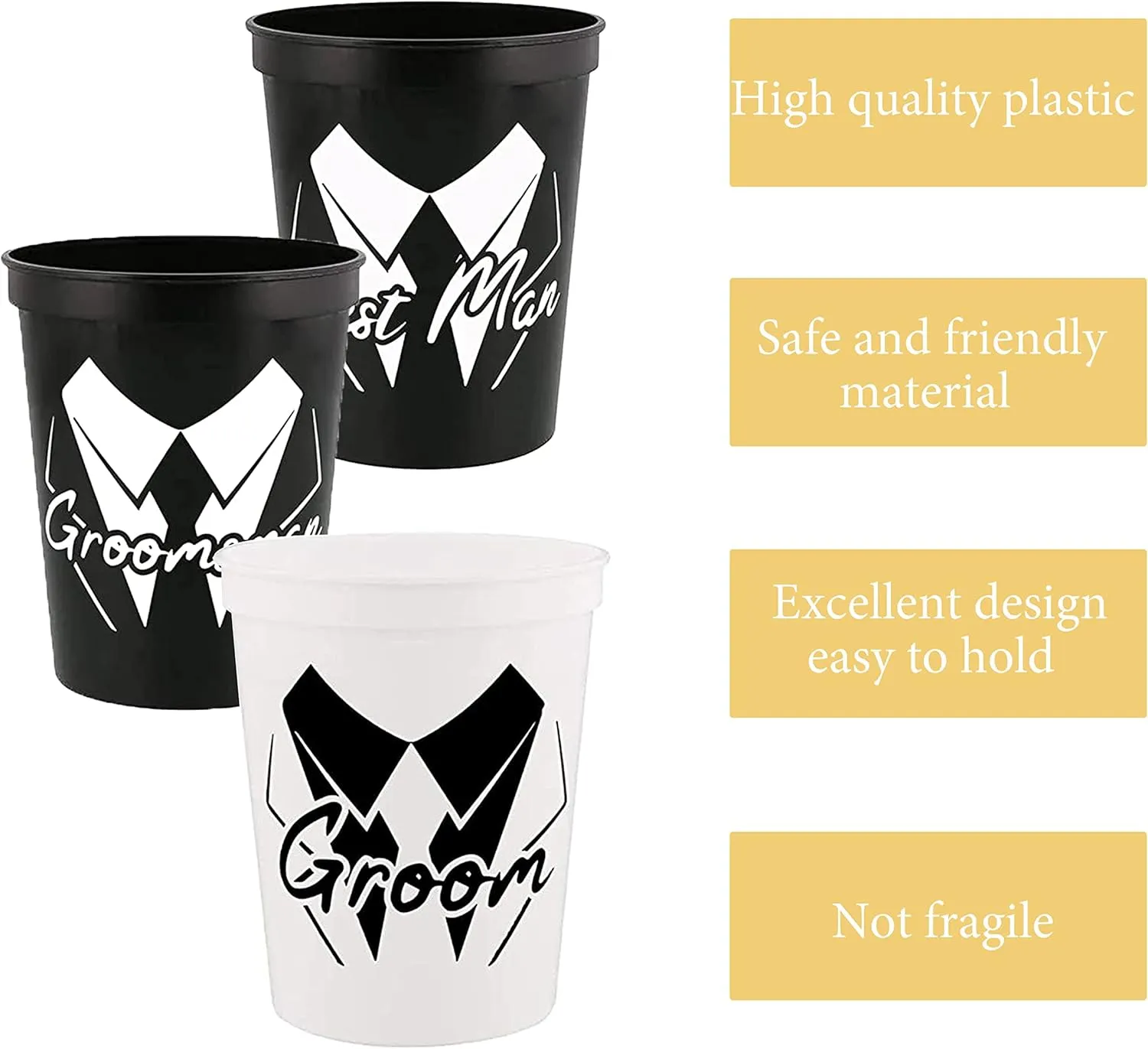 Party Gifts & Beyond Bachelor Party Cups 13PCS Team Groomsman Plastic Cups Best Man Cup for Wedding(Squiggle)