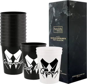 Party Gifts & Beyond Bachelor Party Cups 13PCS Team Groomsman Plastic Cups Best Man Cup for Wedding(Squiggle)