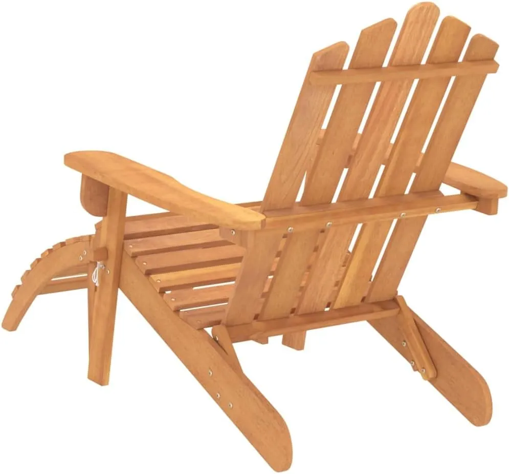 Patio Adirondack Chairs with Footrests 2 pcs Solid Acacia Wood Outdoor Lounge Chairs Comfortable Folding Patio Furniture for Garden, Deck, and Terrace