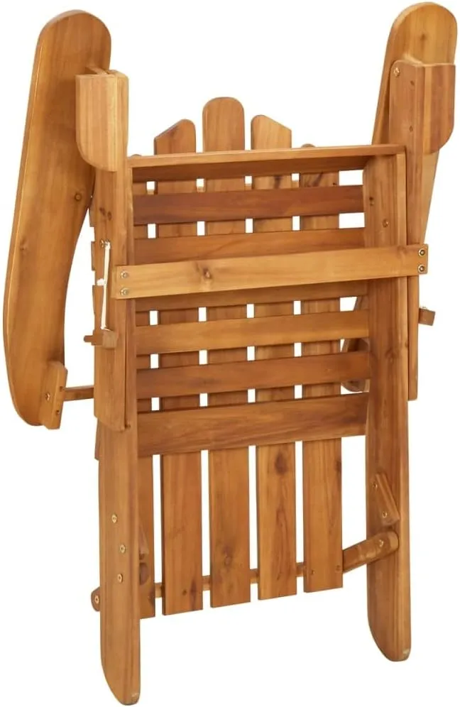 Patio Adirondack Chairs with Footrests 2 pcs Solid Acacia Wood Outdoor Lounge Chairs Comfortable Folding Patio Furniture for Garden, Deck, and Terrace
