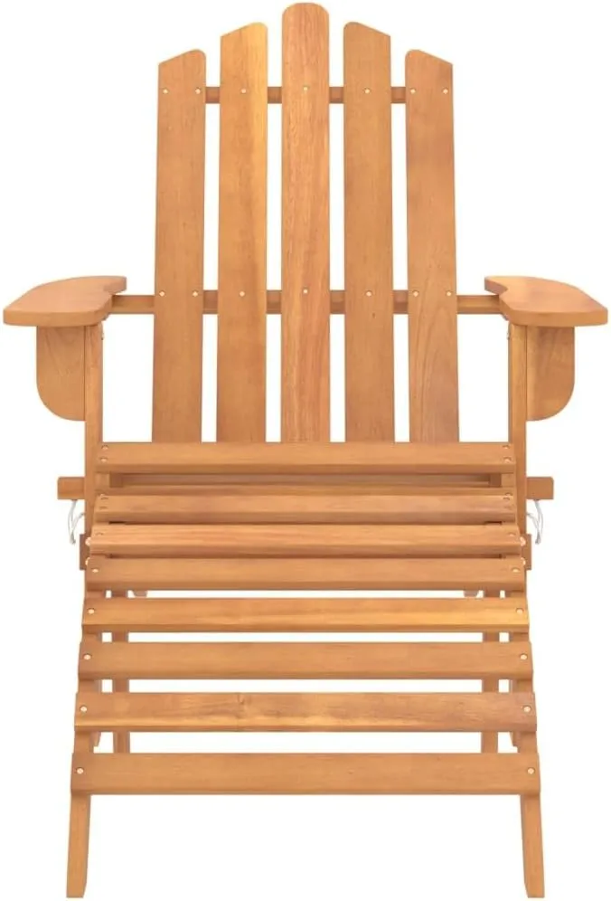 Patio Adirondack Chairs with Footrests 2 pcs Solid Acacia Wood Outdoor Lounge Chairs Comfortable Folding Patio Furniture for Garden, Deck, and Terrace