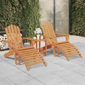 Patio Adirondack Chairs with Footrests 2 pcs Solid Acacia Wood Outdoor Lounge Chairs Comfortable Folding Patio Furniture for Garden, Deck, and Terrace