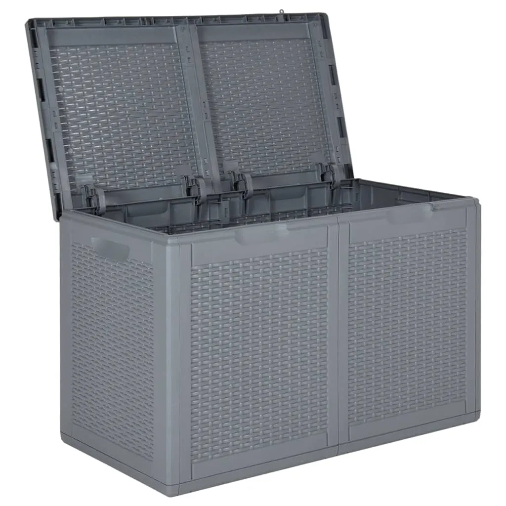 Patio Storage Box Gray PP Rattan 47.6 gal