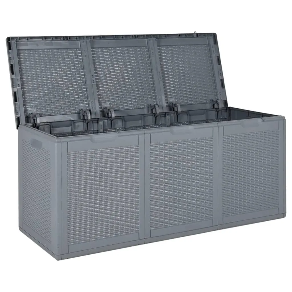 Patio Storage Box Gray PP Rattan 71.3 gal