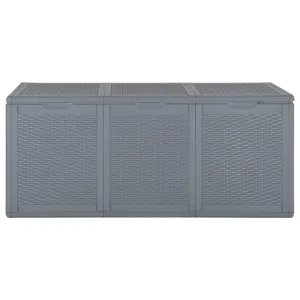 Patio Storage Box Gray PP Rattan 71.3 gal