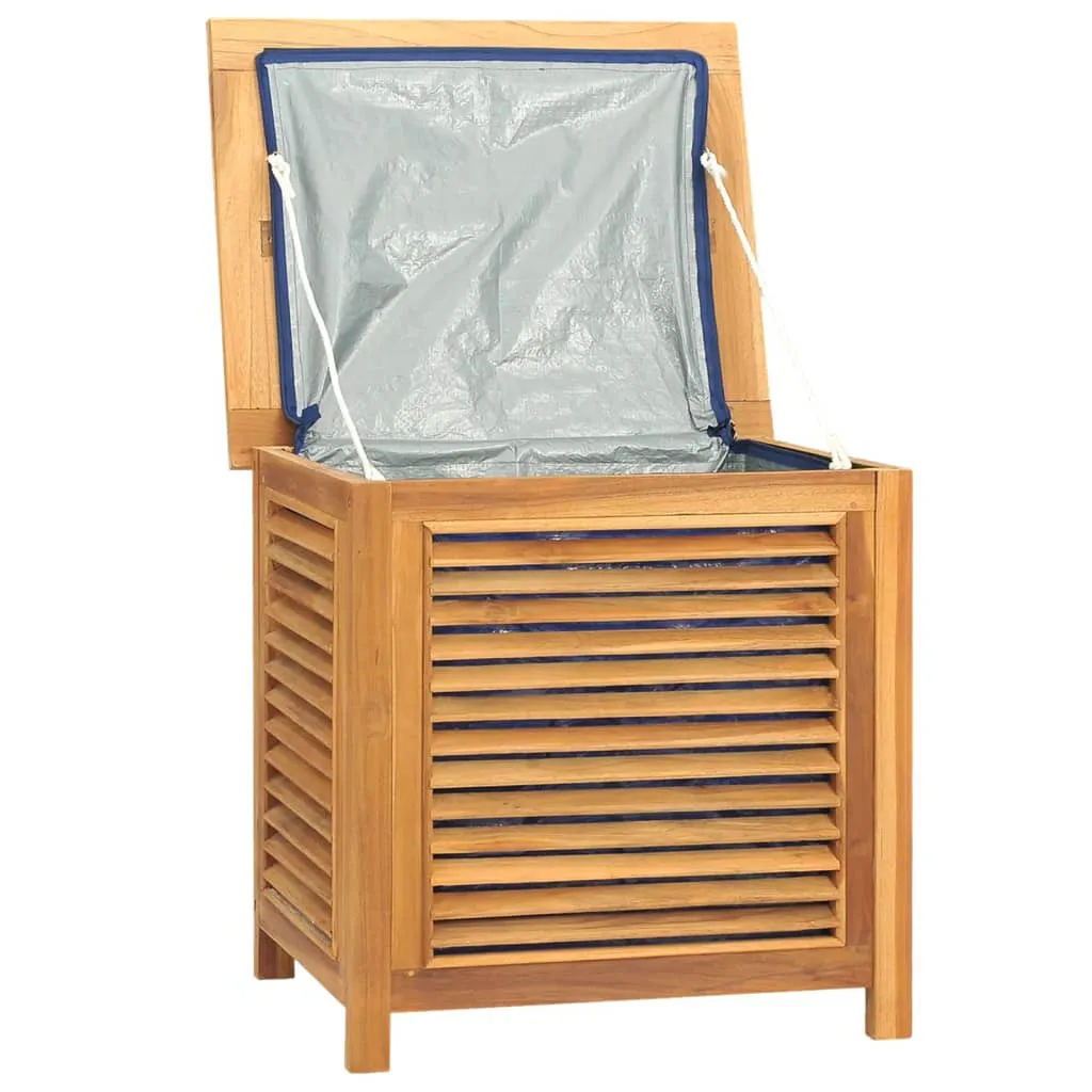 Patio Storage Box Outdoor Cushion Storage with Bag Solid Wood Teak
