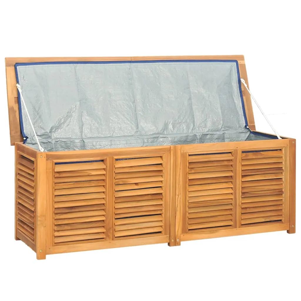 Patio Storage Box Outdoor Cushion Storage with Bag Solid Wood Teak