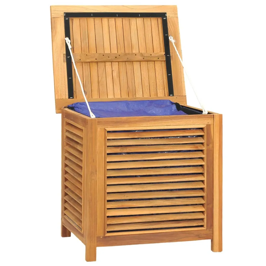 Patio Storage Box Outdoor Cushion Storage with Bag Solid Wood Teak