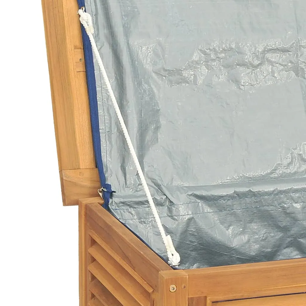 Patio Storage Box Outdoor Cushion Storage with Bag Solid Wood Teak