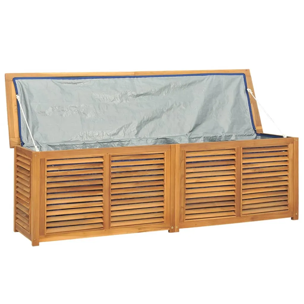 Patio Storage Box Outdoor Cushion Storage with Bag Solid Wood Teak