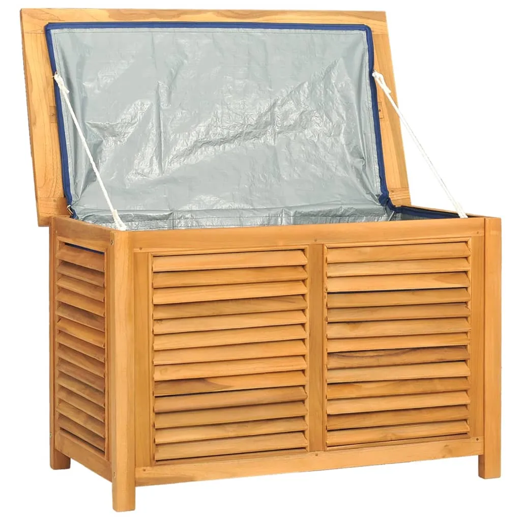 Patio Storage Box Outdoor Cushion Storage with Bag Solid Wood Teak