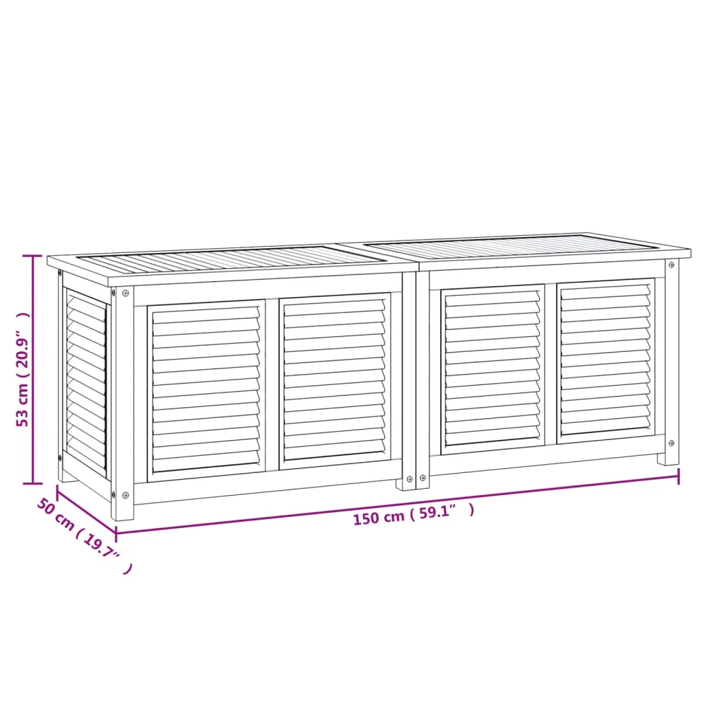 Patio Storage Box Outdoor Cushion Storage with Bag Solid Wood Teak