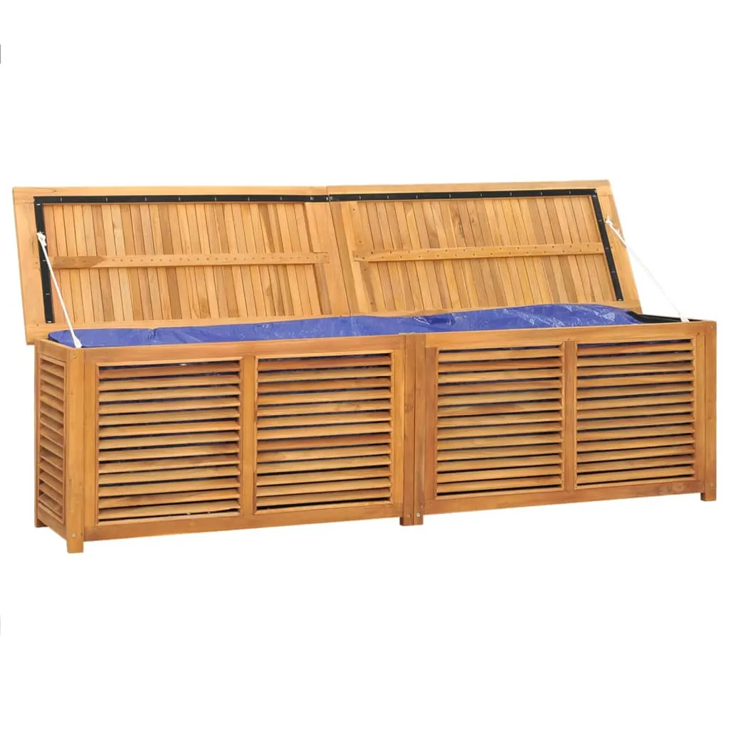 Patio Storage Box Outdoor Cushion Storage with Bag Solid Wood Teak