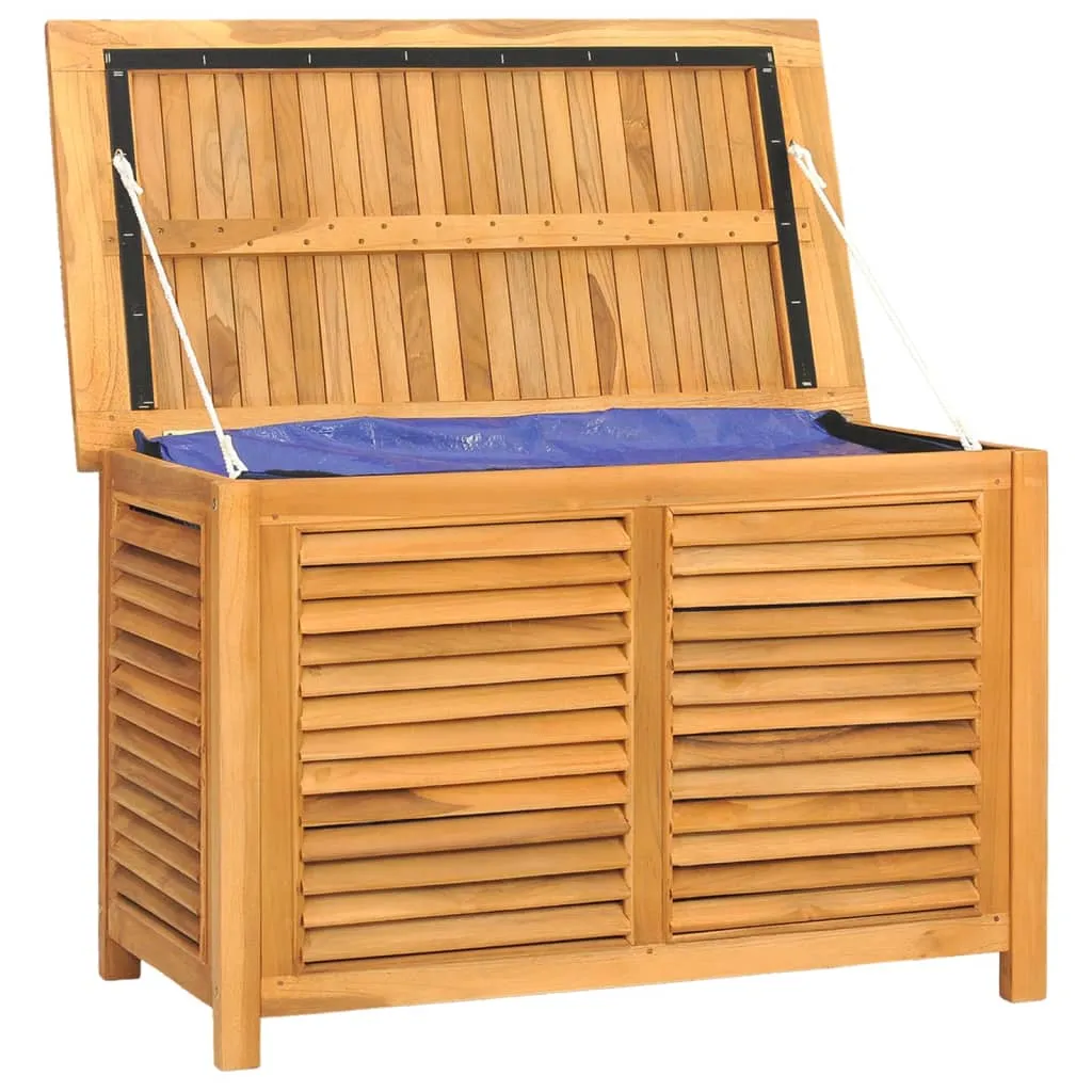 Patio Storage Box Outdoor Cushion Storage with Bag Solid Wood Teak