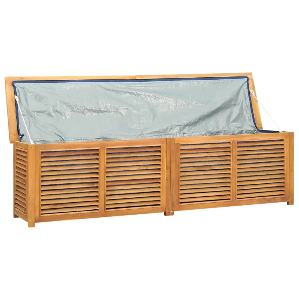 Patio Storage Box Outdoor Cushion Storage with Bag Solid Wood Teak