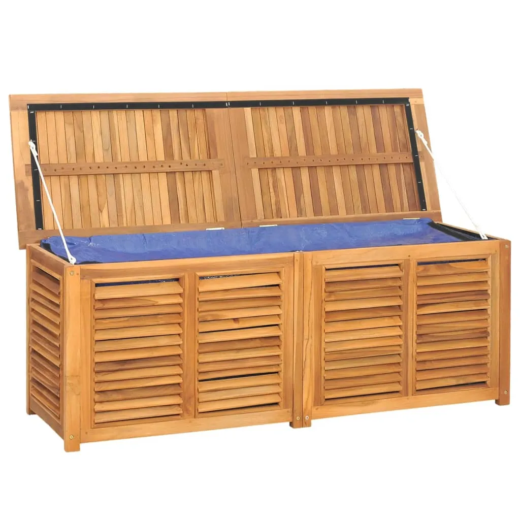 Patio Storage Box Outdoor Cushion Storage with Bag Solid Wood Teak