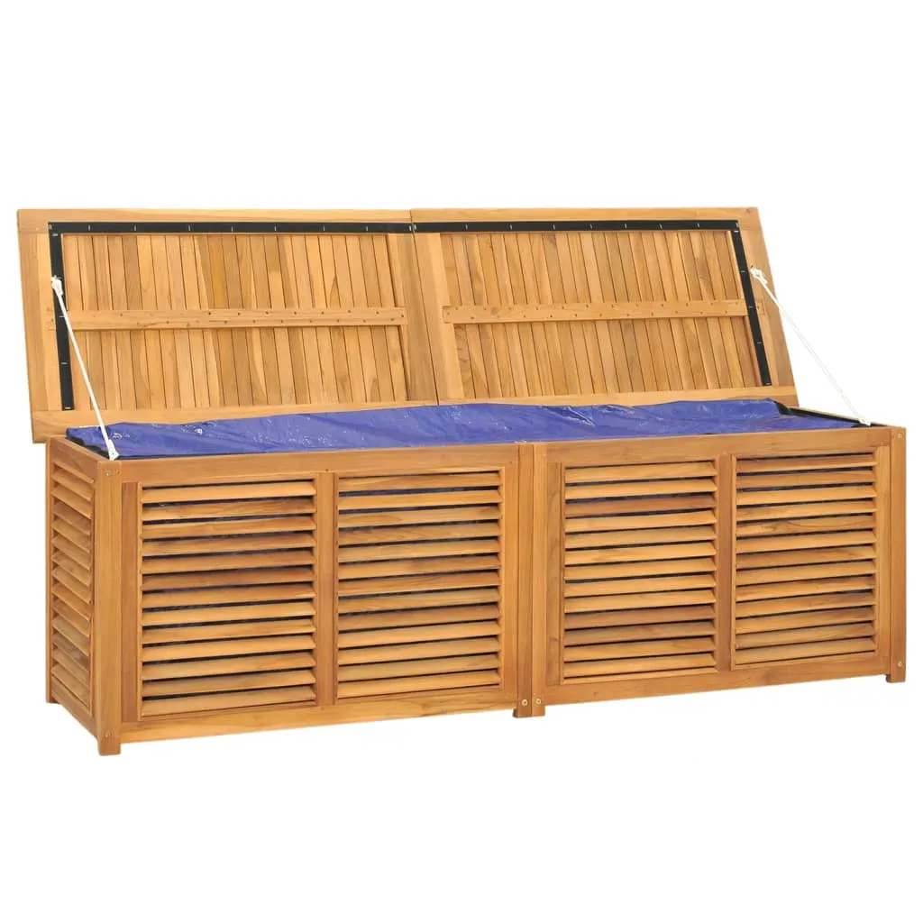 Patio Storage Box Outdoor Cushion Storage with Bag Solid Wood Teak