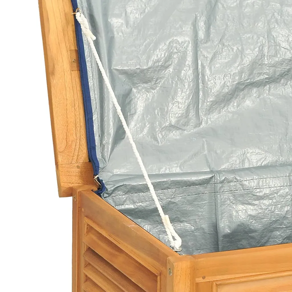 Patio Storage Box Outdoor Cushion Storage with Bag Solid Wood Teak