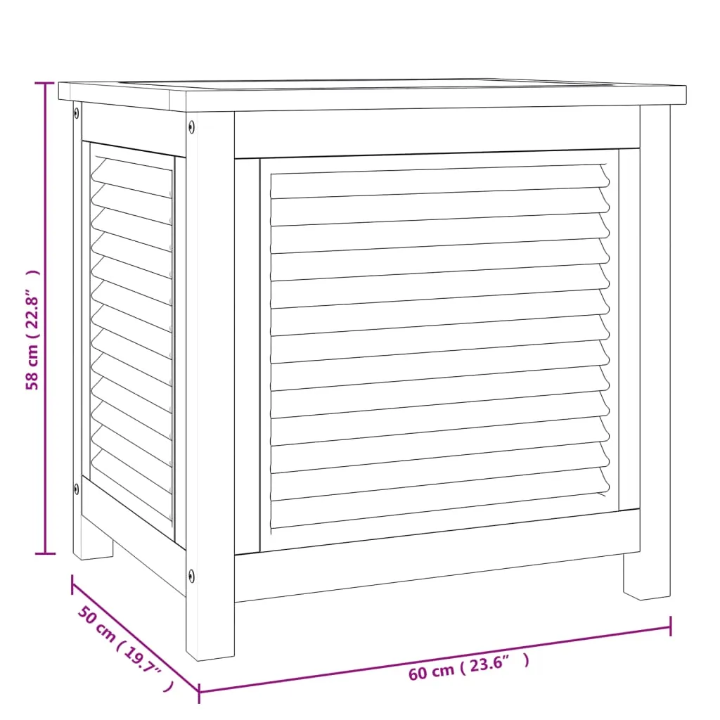 Patio Storage Box Outdoor Cushion Storage with Bag Solid Wood Teak
