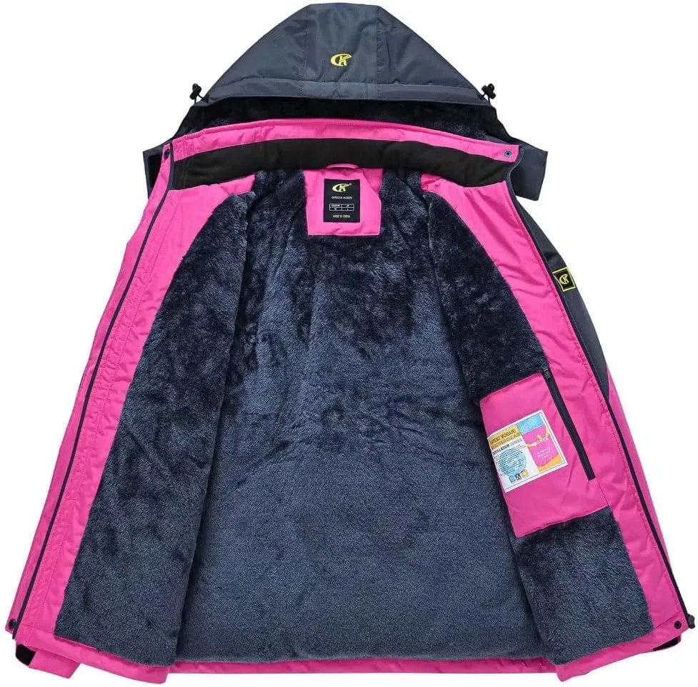 Pdbokew Women's Skiing Snowboarding Jackets Fleece Hood Mountain Snow Coat