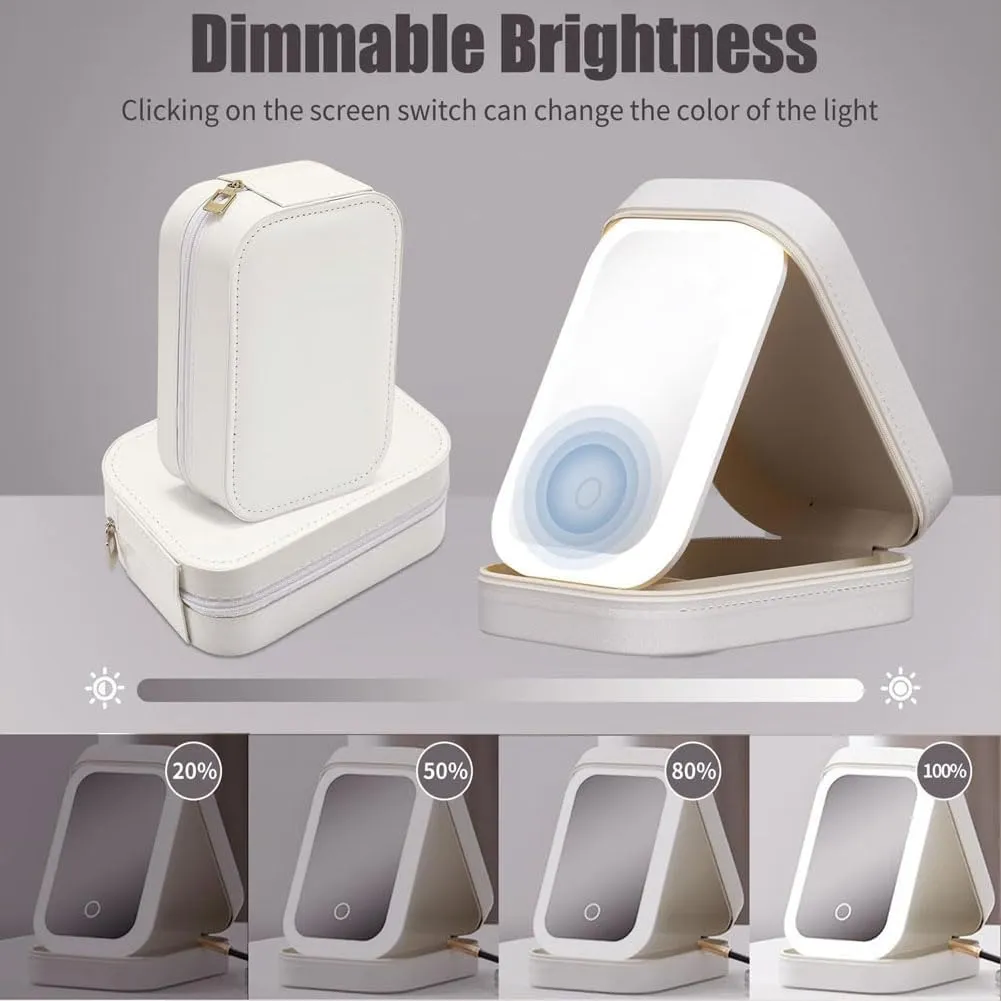 Periodicali Makeup Mirror,Periodicali Travel Makeup Mirror,Foldable with Led Fill Light with 3 Color Modes, Portable (F)