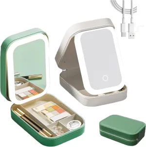 Periodicali Makeup Mirror,Periodicali Travel Makeup Mirror,Foldable with Led Fill Light with 3 Color Modes, Portable (F)