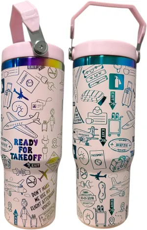 Pharmacist tumbler 40oz cup Pharmacist week Pharmacist water bottle Personalized tumbler Gift for pharmacist student Engraved cup (30oz Light Pink/Rainbow(69)/Flight Attendant(D27))