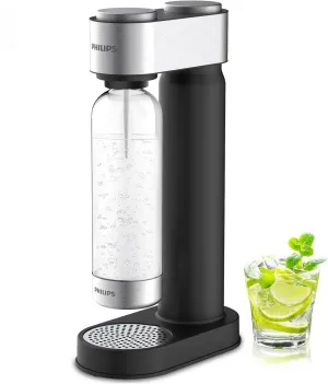 Philips Sparkling Water Maker, Soda Streaming Machine with Quick Twist Bottle, 1L BPA free PET Carbonating Bottle, Soda Maker Compatible with 60L CO2 Carbonator (NOT Included), ADD4902BKOQ/37