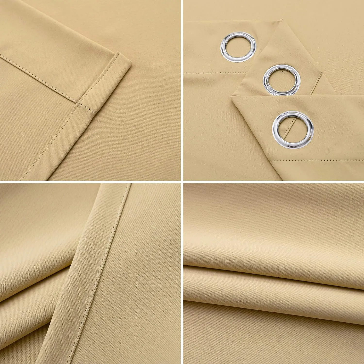 Pickluc Blackout Curtains with Grommet 84 Inches Long 2 Panels Burg, Light Blocking Window Drapes for Living Room, Privacy Protection, Thermal Insulated, Noise Reduction, Beige, 52" W x 84" L