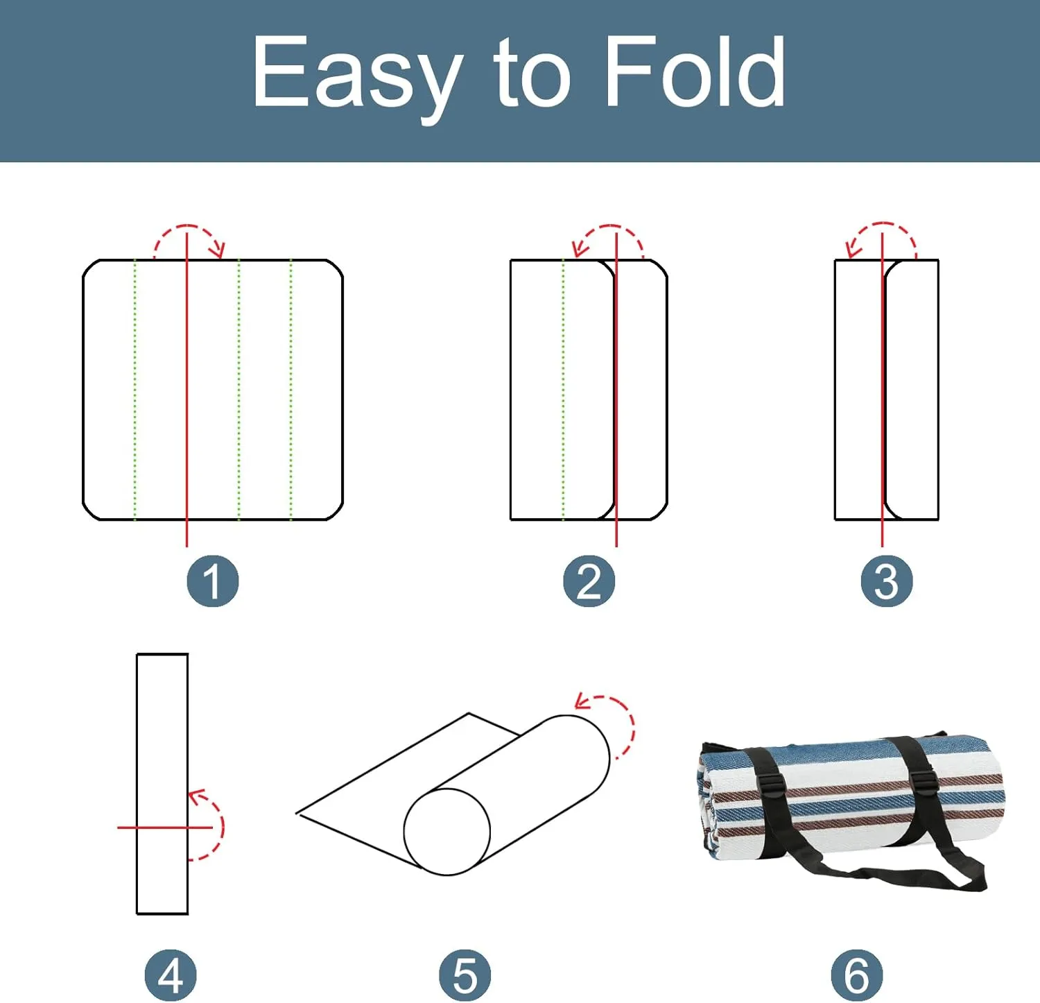 Picnic Blanket with Bag, Comfortable 60" x 80" Mat for Strap, Foldable Outdoor Blanket for Park, Beach, Travel, Camping, Yard, Concerts (Stripe)