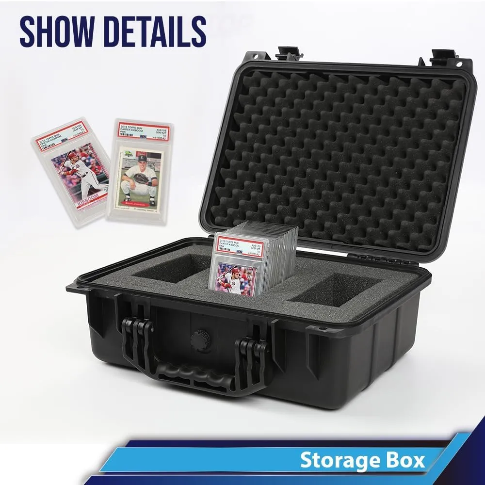 PIT66 Graded Card Storage Box, Trading Card Storage Box, Compatible With BGS PSA SGC FGS Graded Sports Trading Cards More than 40pcs, Impact Absorbing Foam Slots, Includes Padlock, Black