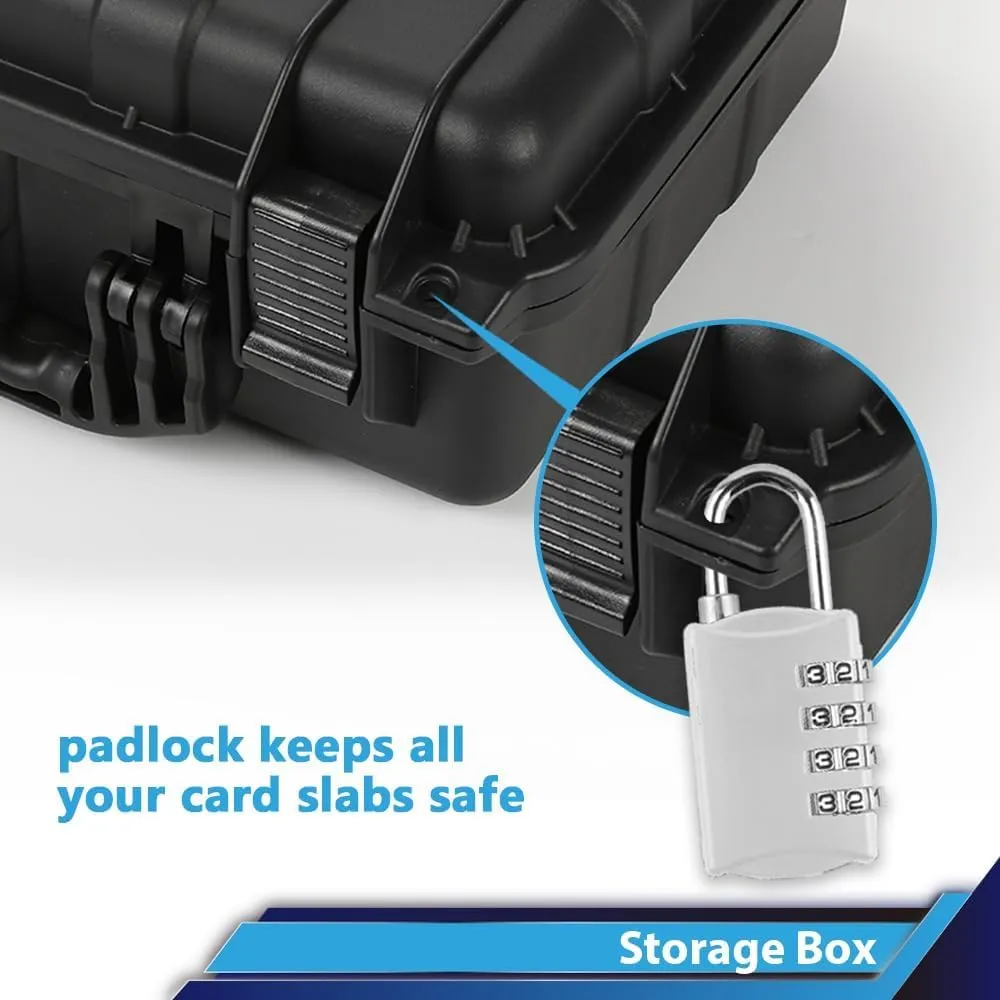 PIT66 Graded Card Storage Box, Trading Card Storage Box, Compatible With BGS PSA SGC FGS Graded Sports Trading Cards More than 40pcs, Impact Absorbing Foam Slots, Includes Padlock, Black