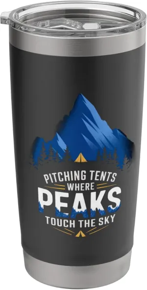 Pitching Tents Where Peaks Touch the Sky Alpine Camping Stainless Steel Insulated Tumbler