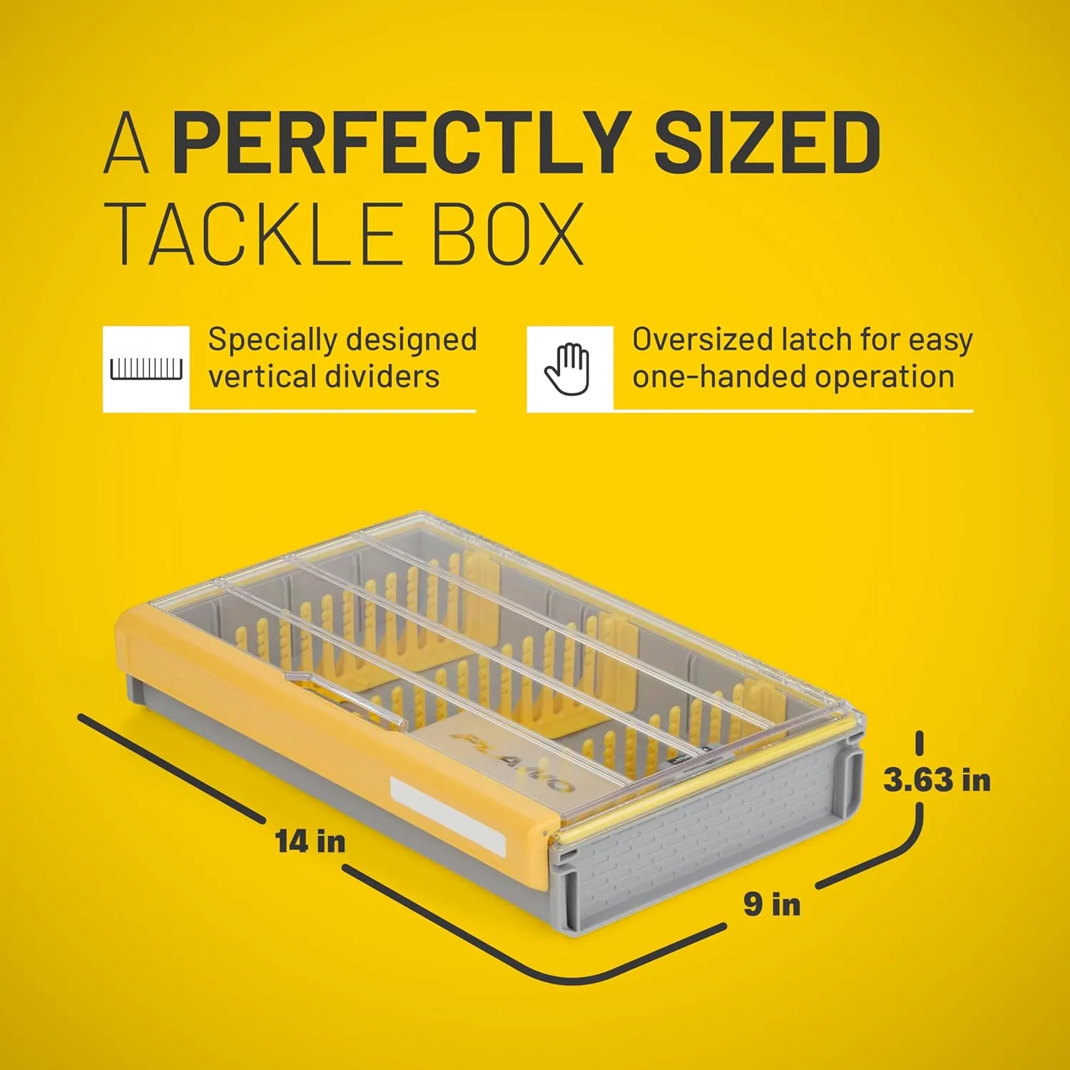Plano Edge 3700 Spinnerbait Utility Box, Gray and Yellow, Holds Up to 36 Individual Spinnerbaits, Rust-Resistant and Waterproof Bait Storage Organizer