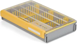 Plano Edge 3700 Spinnerbait Utility Box, Gray and Yellow, Holds Up to 36 Individual Spinnerbaits, Rust-Resistant and Waterproof Bait Storage Organizer