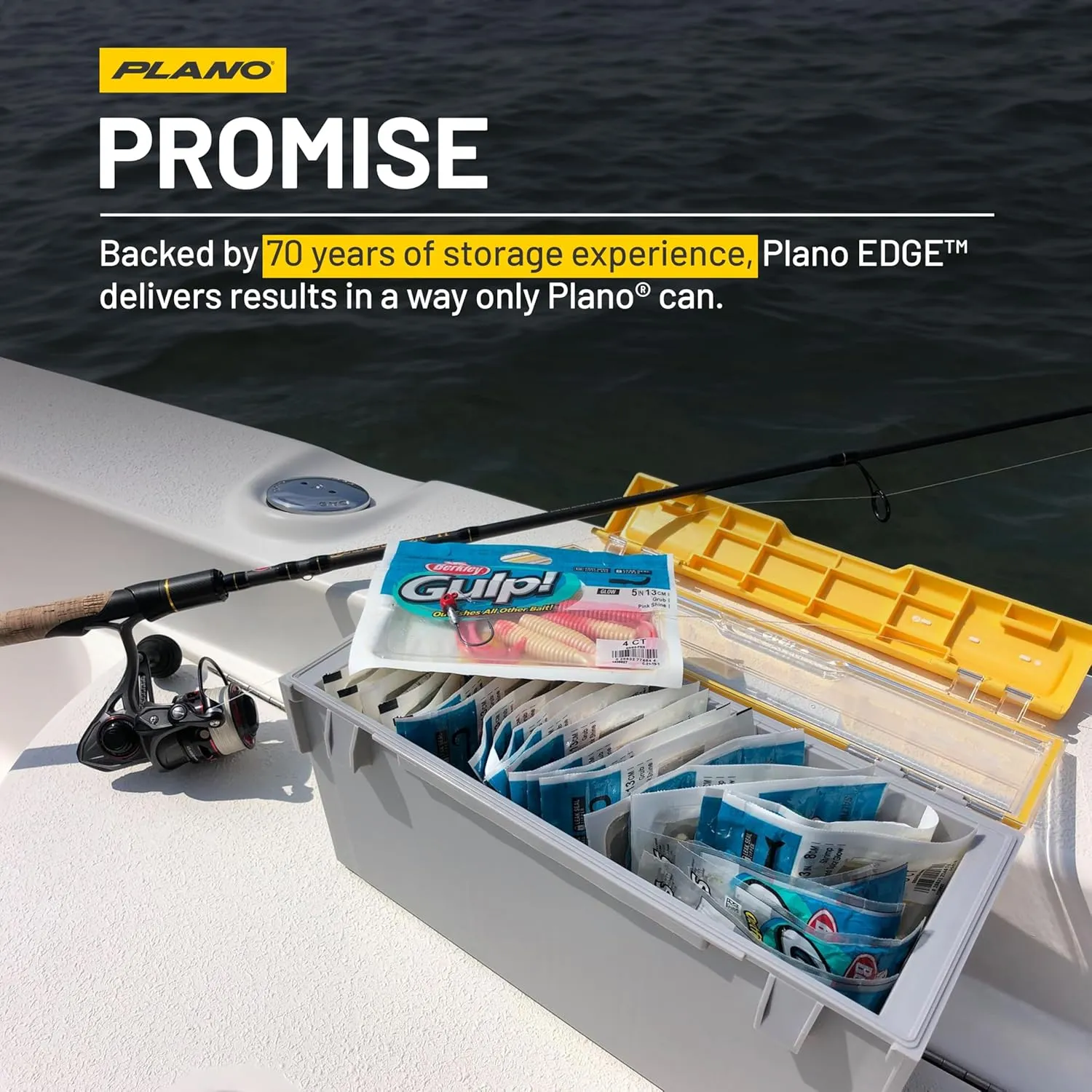 Plano EDGE Premium Plastics and Bulk Tackle Utility Box, Clear and Yellow, Rust-Resistant, Waterproof Bulk Premium Storage Organizer for Plastic Tackle