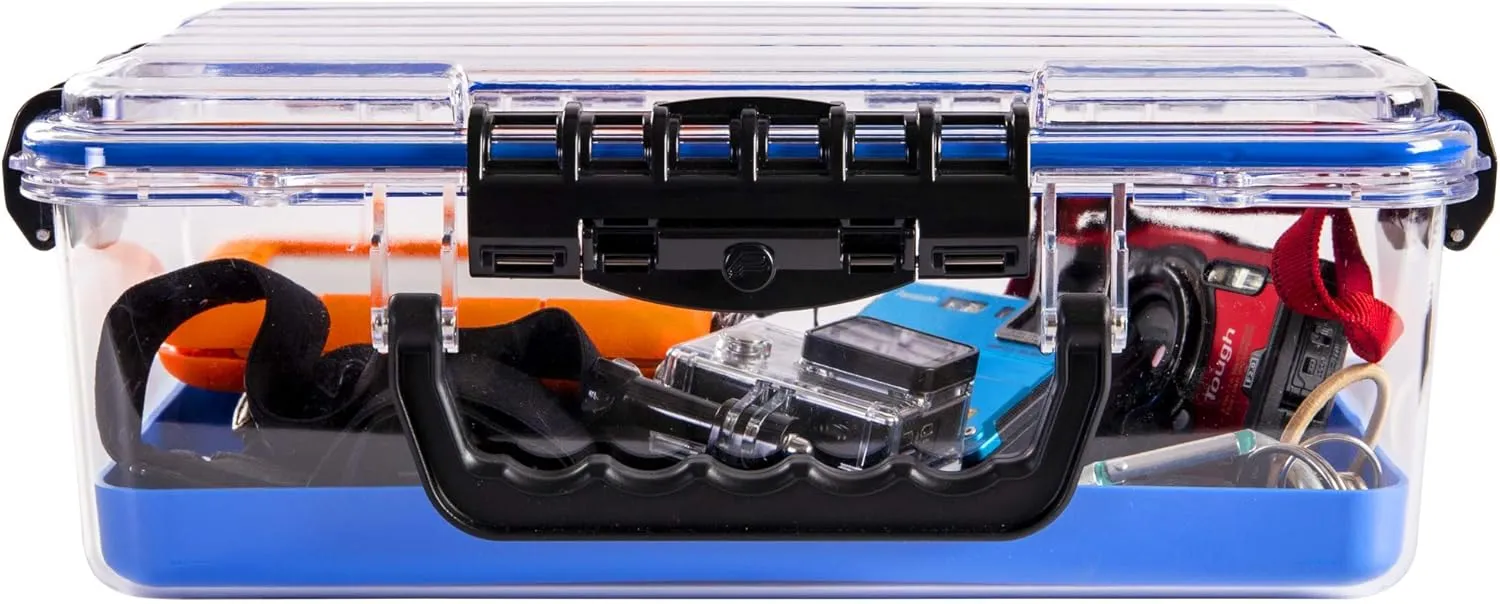Plano Guide Series 3700 Field Box Waterproof Case, Blue, Large, Waterproof Dry Box with Wrist Strap for Boat, Kayak, and Camping, Outdoor Gear Storage, One Size