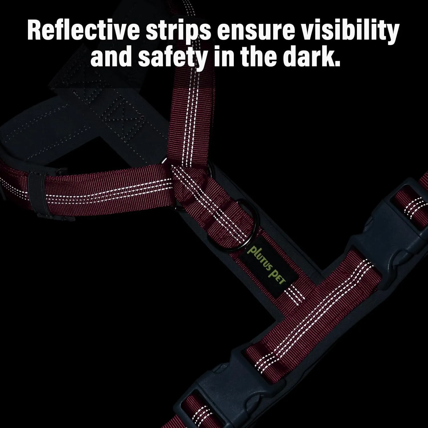 Plutus Pet No Pull Dog Harness, Adjustable Nylon Harness with Soft Padding, Reflective and Heavy Duty Dog Harness for Small, Medium, Large Dogs(Hot Pink, M)