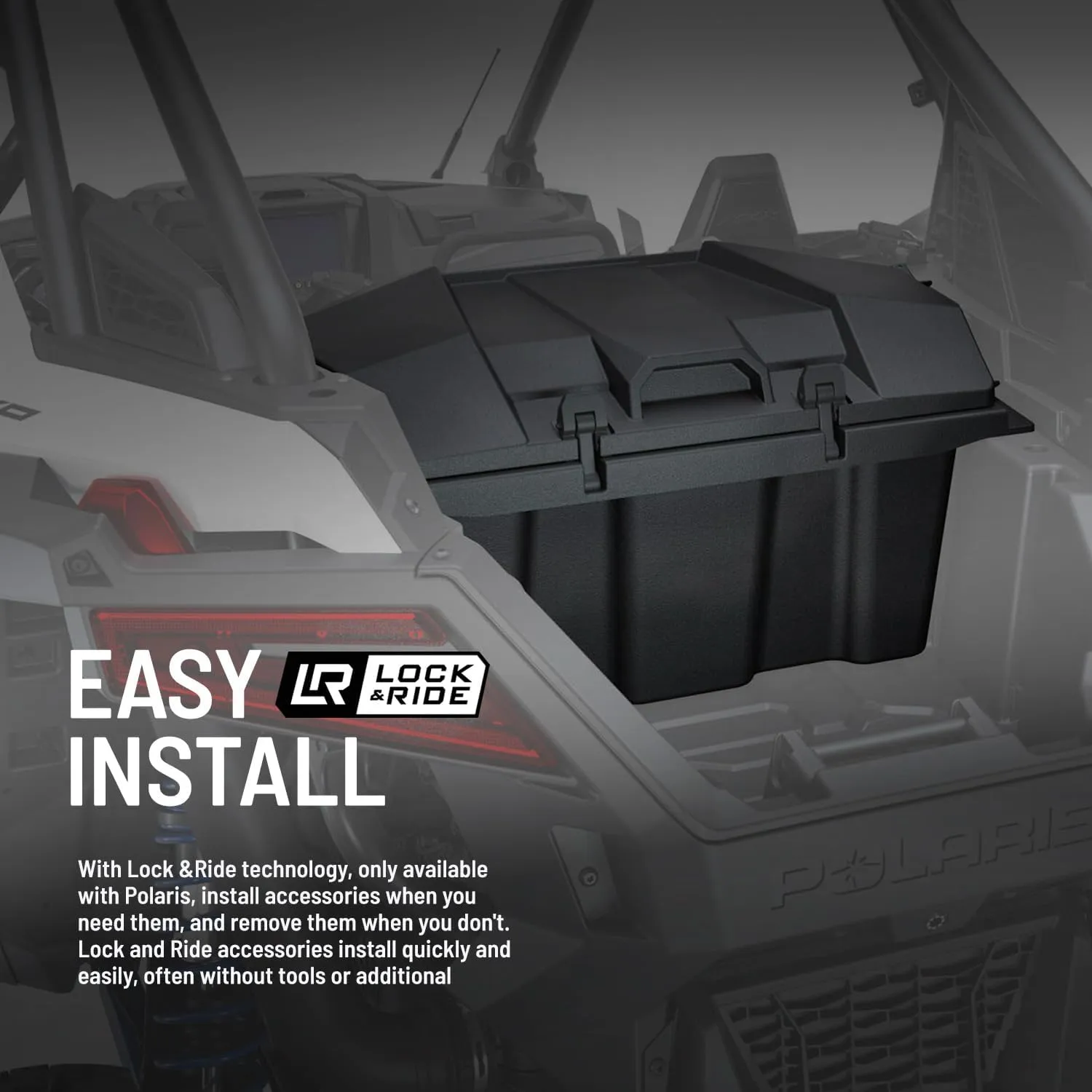 Polaris RZR Cargo Box 73 Quart for Specific Turbo R & R 4, Pro XP & XP 4 Models, Lock & Ride Technology, Waterproof Polypropylene, Easy Install, Storage Ideas for Food, Gear, Tools, Clothing - 2883751