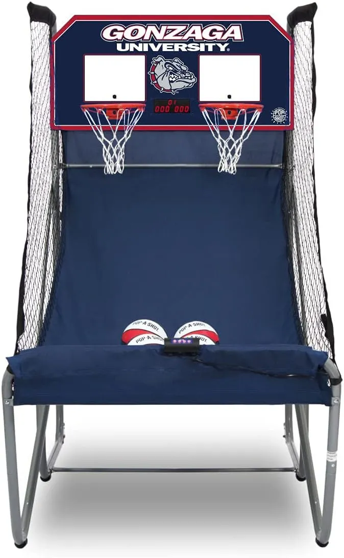 Pop-A-Shot - Home Dual Shot with Gonzaga Bulldogs NCAA Graphics l Sensor Scoring l 16 Game Modes l 7 Balls l Foldable Storage l for All NCAA Fans