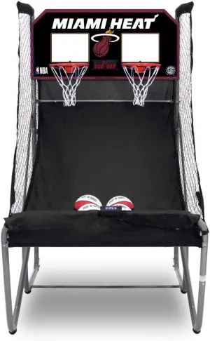 Pop-A-Shot - Home Dual Shot with Miami Heat NBA Graphics l Sensor Scoring l 16 Game Modes l 7 Balls l Foldable Storage l for All NBA Fans