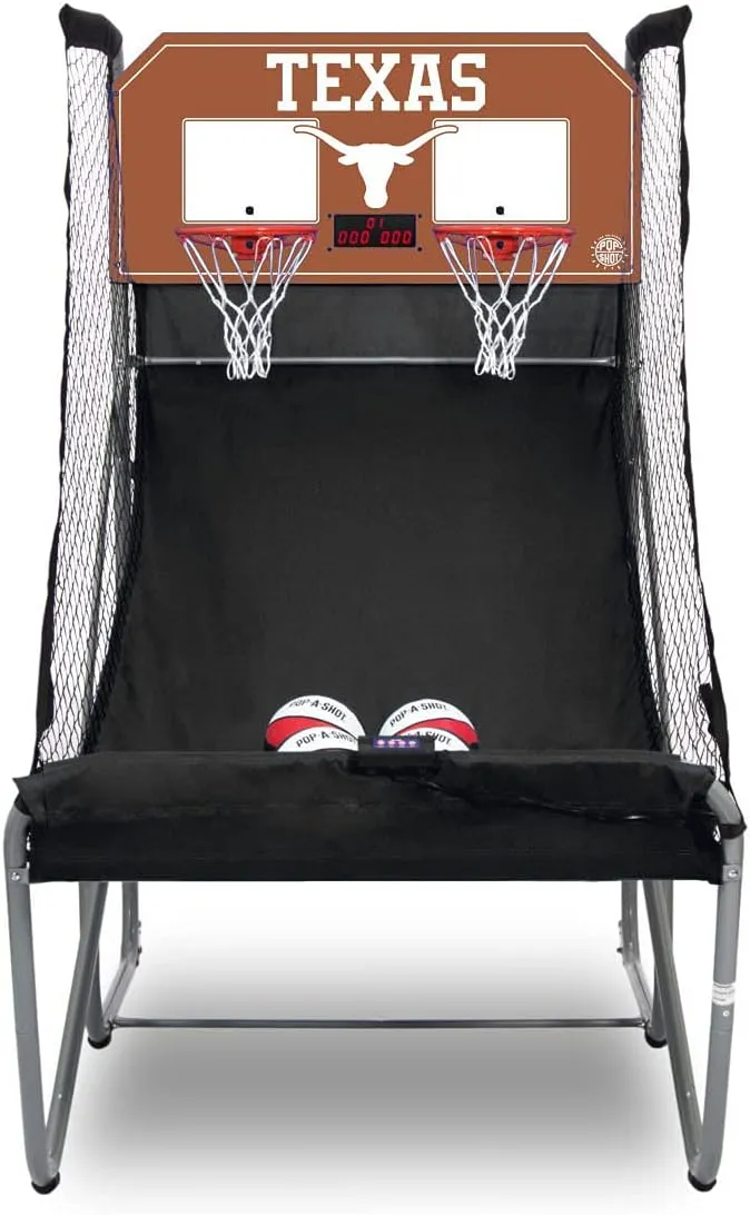 Pop-A-Shot - Home Dual Shot with Texas Longhorns NCAA Graphics l Sensor Scoring l 16 Game Modes l 7 Balls l Foldable Storage l for All NCAA Fans