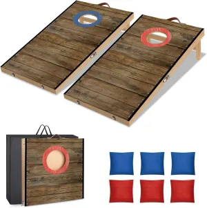 Portable Cornhole Board Set 2 ft x 1 ft or 10.16x5.04 inch Cornhole Set with 6 Bean Bags Foldable Cornhole Game for Kids and Adult Indoor or Outdoor Backyard Corn Hole Toss Games