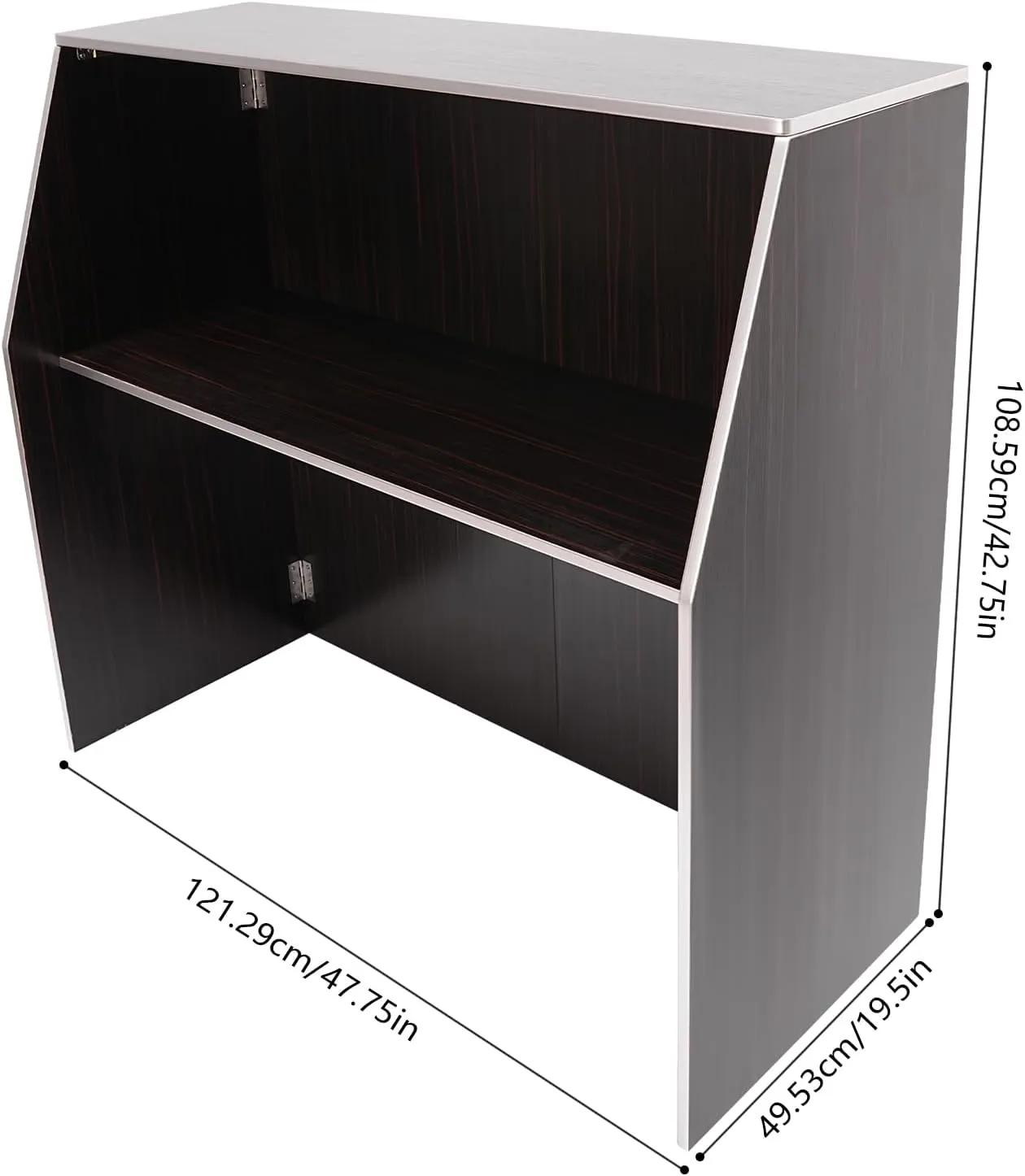 Portable Folding Event Bar with Top & Middle Shelves – Mobile Foldable Bar Cabinet for Parties, Events, and Home Use, Dark Brown   Aluminum Edge   Laminate